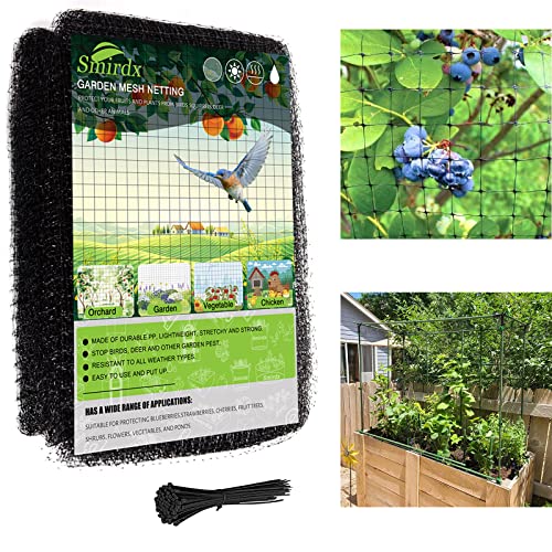 Thicken Garden Mesh Netting with 50 Pack Zip Ties, 7 x 100 FT Black Bird Netting for Garden Protect, Fruit Tree Netting Garden, Trellis Netting Plant Cover for Plant Flower Vegetable Health Growing