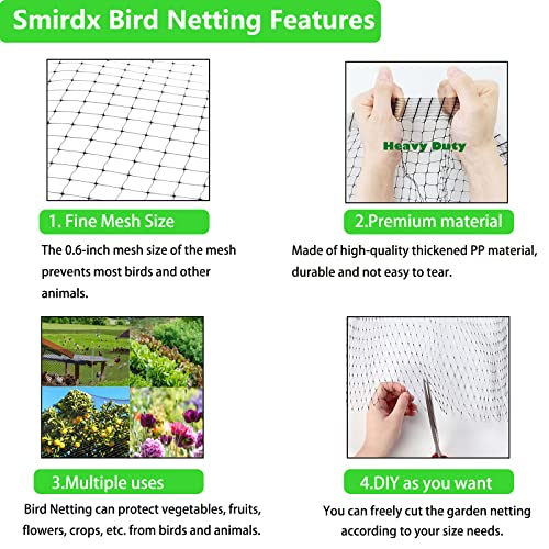 Thicken Garden Mesh Netting with 50 Pack Zip Ties, 7 x 100 FT Black Bird Netting for Garden Protect, Fruit Tree Netting Garden, Trellis Netting Plant Cover for Plant Flower Vegetable Health Growing