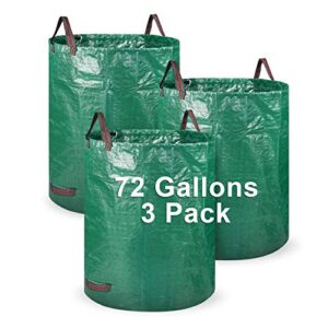 garden waste bag, lama [3pack 72 gallons] reusable garden bags heavy duty gardening bags, leaf yard waste container bag with 4 handles for gardening lawn pool waste bin
