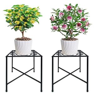tlbtek 2 pcs planter stand,metal round potted plant stands indoor&outdoor multiple ,modern flower pot stand holder rack planter display for home,kitchen,patio,garden, corner, balcony and bedroom (style 1)