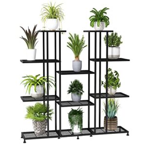 metal plant stand, 9 tiers multifunctional plant stands for indoor plants, decorative black steel plant shelf for indoor patio garden balcony and yard(9 tier)