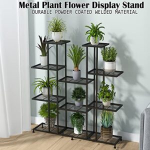 Metal Plant Stand, 9 Tiers Multifunctional Plant Stands for Indoor Plants, Decorative Black Steel Plant Shelf for Indoor Patio Garden Balcony and Yard(9 Tier)