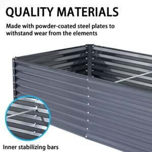 KGAR 8x4x2ft Metal Raised Garden Bed Outdoor Garden Raised Planter Box for Vegetables Flowers Herbs, Dark Grey