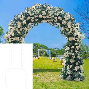 metal arch arbor garden arch for various climbing plants pergola archway wedding arch for ceremony bridal party backyard archway decorations easy assemble 2 sizes wide arbor round top white