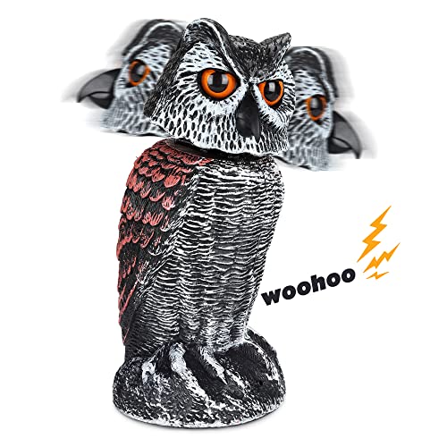 XYSFUZD Fake Owl Plastic Garden Owl with Moving Head and Sound