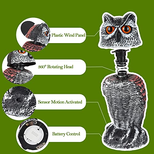 XYSFUZD Fake Owl Plastic Garden Owl with Moving Head and Sound