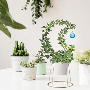 Ceiner 2PCS Small Crescent Moon Plant Trellis, Metal Mini Hoya Support for Indoor Potted Houseplants, Climber with Healing Agate for Hoya Vine Pothos Ivy Philodendron Garden Pot Cliambing Decor…