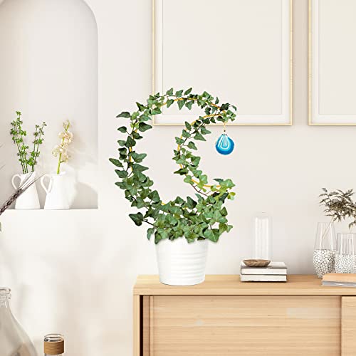 Ceiner 2PCS Small Crescent Moon Plant Trellis, Metal Mini Hoya Support for Indoor Potted Houseplants, Climber with Healing Agate for Hoya Vine Pothos Ivy Philodendron Garden Pot Cliambing Decor…