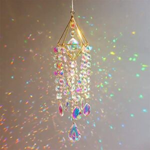 crystal suncatcher for windows, colorful prism suncatcher hanging wind chimes, large suncatcher crystal rainbow maker for outside ornament windows home garden decor valentine’s day gift