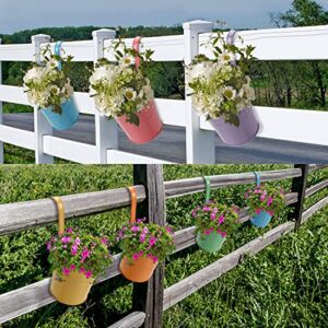 OUTFANDIA Hanging Flower Pots (10pcs), Balcony Garden Plant Planter Metal Iron Mini Flower Seedlings Brigade Fence Bucket Pots Hanger for Home Decor