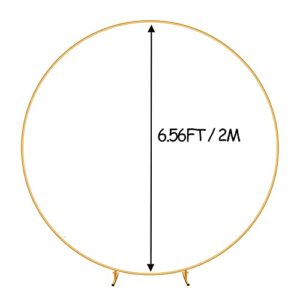 6.56FT Gold Round Wedding Arch Stand, Metal Circle Balloon Arch Backdrop Stand Frame, Garden Ballon Flower Arch Holder Stand for Wedding, Birthday Party, Wedding, Birthday Party (Gold)