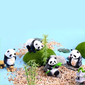 tonnier 4 pcs resin mini panda set,micro landscape, plant pots,miniature figurines kit for fairy garden,succulent pot,doll house decorations