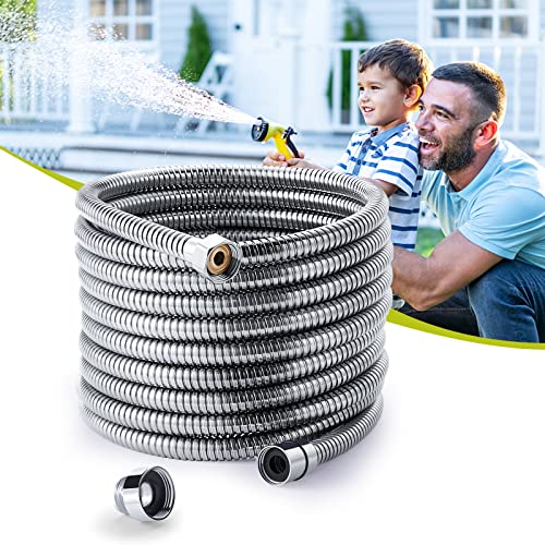 Garden Hose to Utility Sink Faucet - 20ft Extension Water Pipe Indoor/Outdoor Watering Plants Pet Dog Rinsing, Lightweight Shower Hose Extra Long for Handheld, Bathroom/Tub/Yard Cleaning, Car Washing