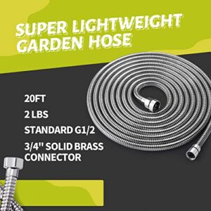 Garden Hose to Utility Sink Faucet - 20ft Extension Water Pipe Indoor/Outdoor Watering Plants Pet Dog Rinsing, Lightweight Shower Hose Extra Long for Handheld, Bathroom/Tub/Yard Cleaning, Car Washing