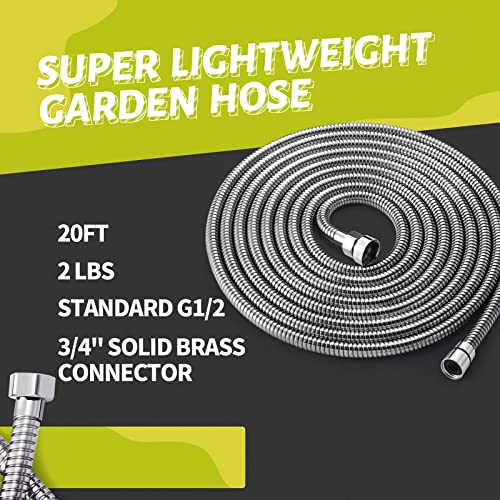 Garden Hose to Utility Sink Faucet - 20ft Extension Water Pipe Indoor/Outdoor Watering Plants Pet Dog Rinsing, Lightweight Shower Hose Extra Long for Handheld, Bathroom/Tub/Yard Cleaning, Car Washing