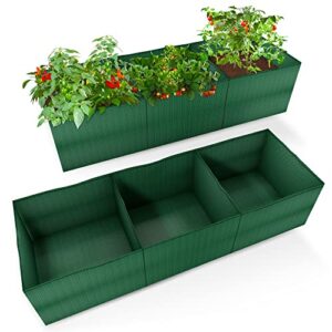ucandy raised garden bed with 3 partition grids,durable pe fabric planters grow bags,suitable for potato,tomato,flower,vegetable plant container (1)