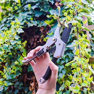 Heavy Duty Pruning Shears for Weak Hands for Women Men Hand Pruner Garden Shears for arthritic Hands Garden Scissors For Gardening, Rose Plants Garden Clippers Gardening Gift for Dad Mom Girl (Silver)