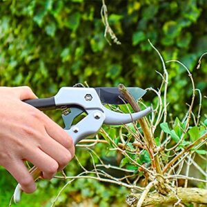 Heavy Duty Pruning Shears for Weak Hands for Women Men Hand Pruner Garden Shears for arthritic Hands Garden Scissors For Gardening, Rose Plants Garden Clippers Gardening Gift for Dad Mom Girl (Silver)