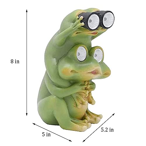 Juliahestia Garden Decor Frog Outdoor Statue – Solar Figurines Funny Cute Animal Sculptures Porch Outside Decorations for Yard Lawn Patio Ornaments Waterproof Gifts