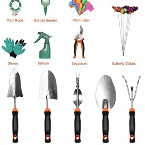 LANNIU Garden Tool Set, 27 Piece Stainless Steel Heavy Duty Gardening Tool Set, Gardening Tools for Women/Grandparents/Parents