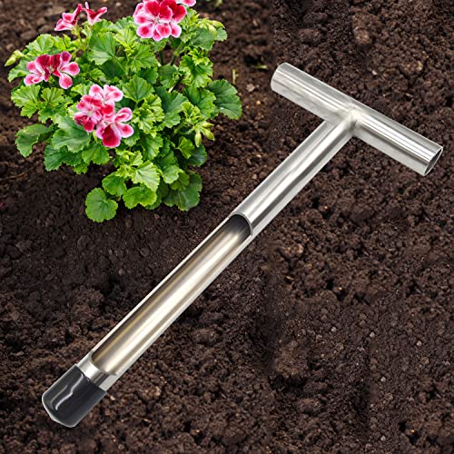 Soil Sample Probe 12 Inch with Reusable Soil Sampler Bags,Stainless Steel T-Style Handle Soil Test Kit,Soil Probe Rod for Soil Sampling Plant Care/Agriculture/Garden/Farm/Golf Course (12”S/T-Style)