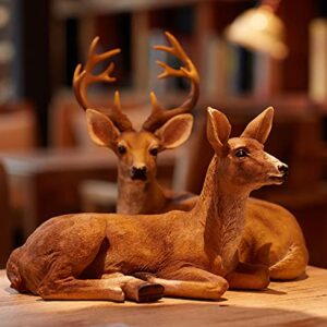 JHVYF Adorable Deer Statue Decor for Garden Yard Buck & Doe Lying Outdoor Sculptures for Home Decor 312-313