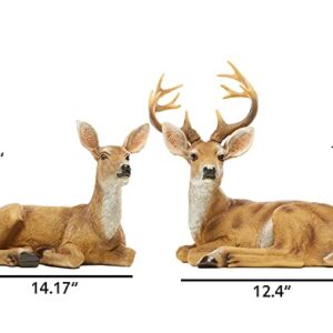 JHVYF Adorable Deer Statue Decor for Garden Yard Buck & Doe Lying Outdoor Sculptures for Home Decor 312-313