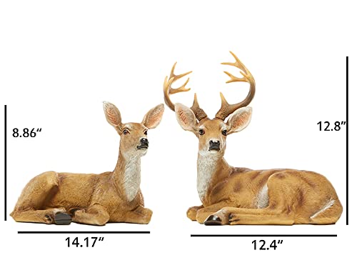 JHVYF Adorable Deer Statue Decor for Garden Yard Buck & Doe Lying Outdoor Sculptures for Home Decor 312-313