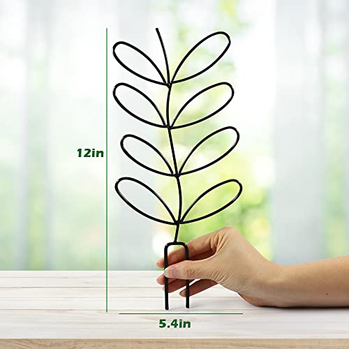 LucyPhy 2Pack 12.4inch Trellis for Potted Plants Mini Garden Trellis Stackable House Plant Trellis DIY Climbing Trellis Flower Pots Supports for Garden Potted Plant,Metal Wire Leaf Shape (Type A)