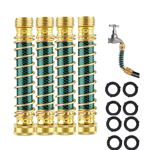 tiandao qin Garden Hose Extension Adapter 3/4" Brass Hose Spring Flexible Hose Protector,Garden Hose Extender Hose Protector 4PC with 8 Washer for Winterize RV Motorhome Boat Camper Travel Trailer