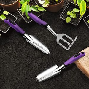 JCFIRE Garden Tools Heavy Duty Gardening Tool Set Supplies Include Hand Trowel, Transplant Trowel and Hand Rake with Non-Slip Rubber Grip, Thanksgiving Christmas Gardening Gifts for Women Kids