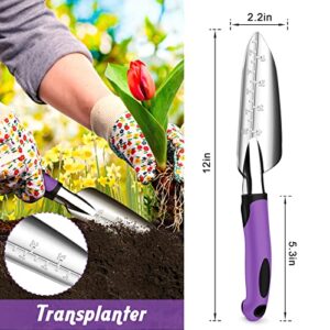 JCFIRE Garden Tools Heavy Duty Gardening Tool Set Supplies Include Hand Trowel, Transplant Trowel and Hand Rake with Non-Slip Rubber Grip, Thanksgiving Christmas Gardening Gifts for Women Kids