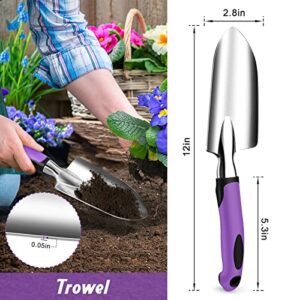 JCFIRE Garden Tools Heavy Duty Gardening Tool Set Supplies Include Hand Trowel, Transplant Trowel and Hand Rake with Non-Slip Rubber Grip, Thanksgiving Christmas Gardening Gifts for Women Kids