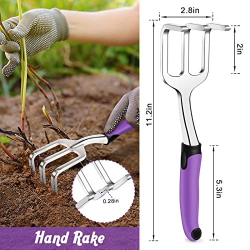 JCFIRE Garden Tools Heavy Duty Gardening Tool Set Supplies Include Hand Trowel, Transplant Trowel and Hand Rake with Non-Slip Rubber Grip, Thanksgiving Christmas Gardening Gifts for Women Kids