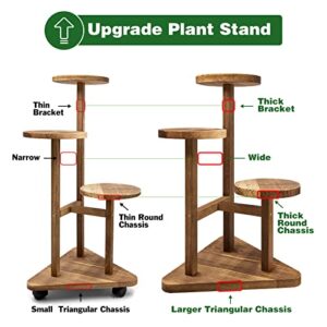 GEEBOBO 3 Tier Plant Stand, Tall Wood Plant Shelf Holder for Indoor Plants, Outdoor Garden Plant Display Rack Flower Pot Stand for Corner Living Room Balcony Garden Patio, Nature,V3( No Wheels