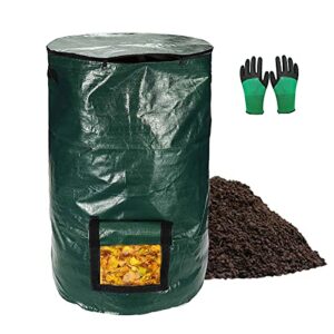 composting bag，reusable leaf lawn bags，collapsible yard waste bags compost bins with lid for kitchen, 15 gallon/34 gallon multifunction gardening container，come with gloves ( size : 15 gallon )