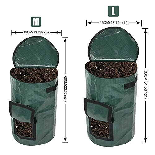 Composting Bag，Reusable Leaf Lawn Bags，Collapsible Yard Waste Bags Compost Bins with Lid for Kitchen, 15 Gallon/34 Gallon Multifunction Gardening Container，Come with Gloves ( Size : 15 Gallon )