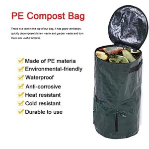 Composting Bag，Reusable Leaf Lawn Bags，Collapsible Yard Waste Bags Compost Bins with Lid for Kitchen, 15 Gallon/34 Gallon Multifunction Gardening Container，Come with Gloves ( Size : 15 Gallon )