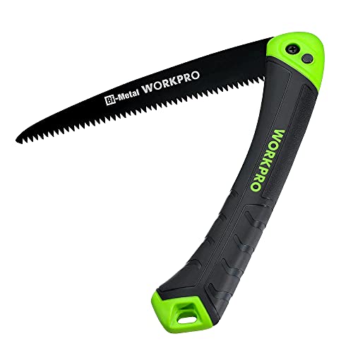 WORKPRO Folding Saw, Small Hand Pruning Saw with 7 Inch Blade, Portable Garden Saw with Triple Cut Teeth, Ideal for Trees Trimming Cutting Camping Gardening Hunting, Safety Button Lock