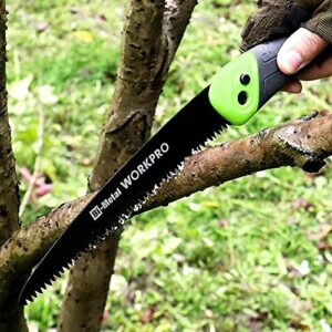 WORKPRO Folding Saw, Small Hand Pruning Saw with 7 Inch Blade, Portable Garden Saw with Triple Cut Teeth, Ideal for Trees Trimming Cutting Camping Gardening Hunting, Safety Button Lock