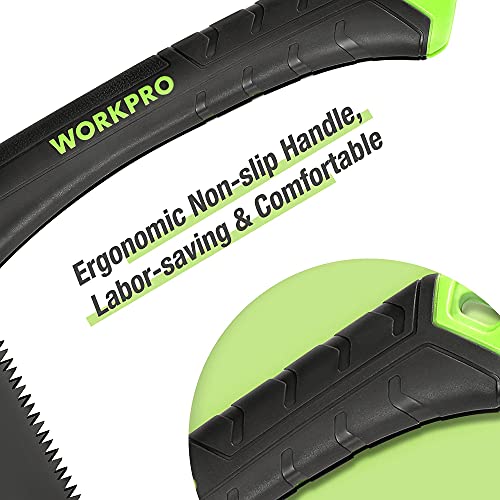 WORKPRO Folding Saw, Small Hand Pruning Saw with 7 Inch Blade, Portable Garden Saw with Triple Cut Teeth, Ideal for Trees Trimming Cutting Camping Gardening Hunting, Safety Button Lock