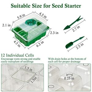 Fohil 10 Pack Seed Starter Tray, Seed Starter Kit with Adjustable Humidity Dome, Base Garden Tray for Seeds Germination Growing Starting 120 Cells