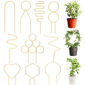 zopeal 10 pcs small metal trellis for potted plants 15.7 inch gold trellis stackable plant support stakes for garden climbing houseplants indoor outdoor monstera flowers hoya