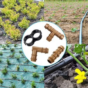 Boao 28 Pieces Drip Irrigation Fittings Kit 1/2 Inch Tubing Set Including 7 Tees, 7 Couplings, 7 Elbows and 7 End Cap Plugs Drip Irrigation Barbed Connectors for Compatible Drip or Sprinkler Systems