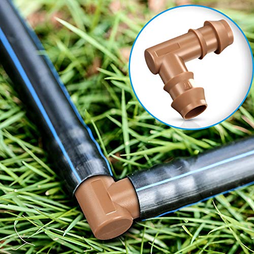 Boao 28 Pieces Drip Irrigation Fittings Kit 1/2 Inch Tubing Set Including 7 Tees, 7 Couplings, 7 Elbows and 7 End Cap Plugs Drip Irrigation Barbed Connectors for Compatible Drip or Sprinkler Systems