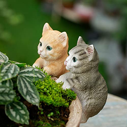 OXSNice Miniature Fairy Garden and Terrarium Flower Pot and Vase Hugger Ornaments Flower Animal Pots Hanging Garden Flower Pots Balcony Pendant Ornaments (Two Cats)