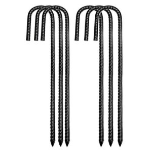 soonpam ground rebar stakes ground anchors tent stakes j hook garden heavy duty metal stake with chisel point end for trampolines security 12inch 6 pack