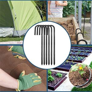 SOONPAM Ground Rebar Stakes Ground Anchors Tent Stakes J Hook Garden Heavy Duty Metal Stake with Chisel Point End for Trampolines Security 12inch 6 Pack