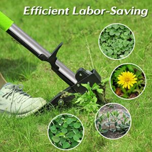 ORIENTOOLS Garden Weeder, Stand-up Steel Weeding Root Puller with 39 Inch Long Handle, Labor Saving Dandelions Remover Tool with 4 Claws and Heavy Duty Foot Pedal, No Bending or Kneeling