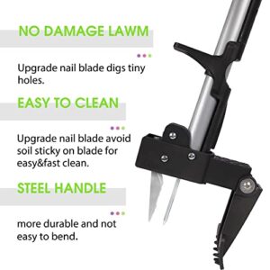 ORIENTOOLS Garden Weeder, Stand-up Steel Weeding Root Puller with 39 Inch Long Handle, Labor Saving Dandelions Remover Tool with 4 Claws and Heavy Duty Foot Pedal, No Bending or Kneeling